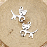 WYSIWYG 10pcs 19x18mm Pendant Cat Playing Ball Smile Cat Charm Pendants For Jewelry Making 2 Colors Cat Pendants