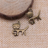 WYSIWYG 10pcs 19x18mm Pendant Cat Playing Ball Smile Cat Charm Pendants For Jewelry Making 2 Colors Cat Pendants