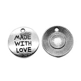 WYSIWYG 10pcs 19x19mm One Sided Made With Love Charms For Jewelry Making Antique Silver Color Antique Bronze Color