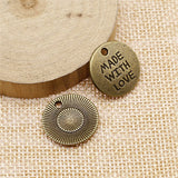 WYSIWYG 10pcs 19x19mm One Sided Made With Love Charms For Jewelry Making Antique Silver Color Antique Bronze Color