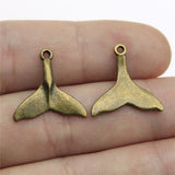 WYSIWYG 10pcs 19x19mm Whale Tail Charms For Jewelry Making Antique Bronze Color Charms Pendants Jewelry Accessories