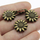 WYSIWYG 10pcs 19x19x5mm Sunflower Wear Bracelet Beads For Bracelet Making DIY Jewelry Making Antique Bronze Color