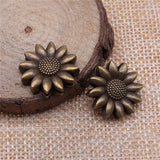 WYSIWYG 10pcs 19x19x5mm Sunflower Wear Bracelet Beads For Bracelet Making DIY Jewelry Making Antique Bronze Color