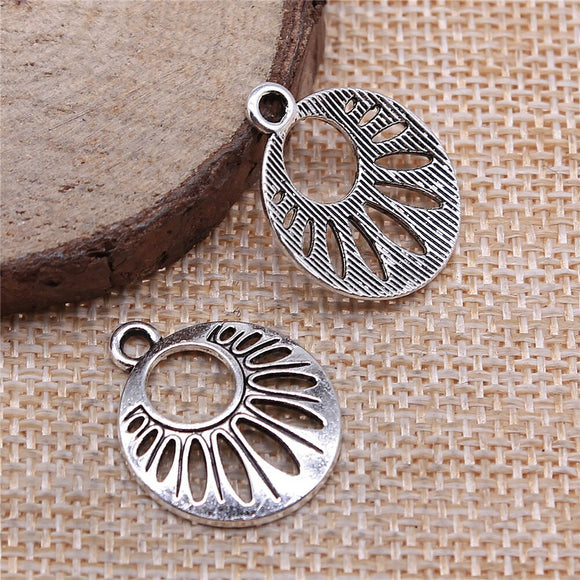 WYSIWYG 10pcs 19x23mm Flower Charms Antique Silver Color For Jewelry Making Zinc Alloy Charms Pendant DIY Jewelry Findings h0316