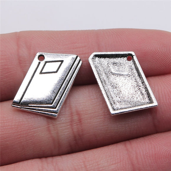 WYSIWYG 10pcs 19x23mm Textbook Pendant Charms Antique Silver Color For Jewelry Making Zinc Alloy Jewelry Findings