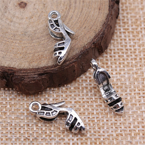 WYSIWYG 10pcs 19x8mm Women'S Sandals Shoes Charms Antique Silver Color Pendant Charms Jewelry Findings For Jewelry Making