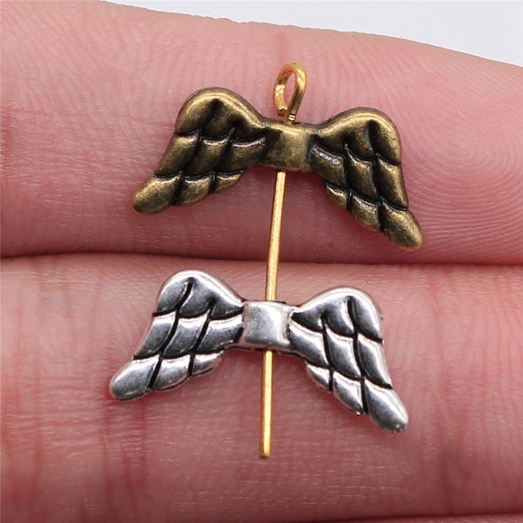 WYSIWYG 10pcs 19x9mm Angel Wing Small Hole Spacers Beads Charms DIY Wing Spacer Bead For Jewelry Making