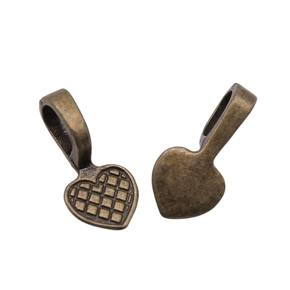 WYSIWYG 10pcs 19x9mm Glue On Bail Charms For Jewelry Making Vintage Antique Bronze Color Jewelry Findings