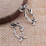 WYSIWYG 10pcs 2 Colors 12x21mm Hollow Rabbit For Jewelry Making Jewelry Findings Animal Charms Bunny Charms