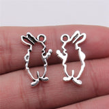 WYSIWYG 10pcs 2 Colors 12x21mm Hollow Rabbit For Jewelry Making Jewelry Findings Animal Charms Bunny Charms