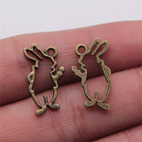 WYSIWYG 10pcs 2 Colors 12x21mm Hollow Rabbit For Jewelry Making Jewelry Findings Animal Charms Bunny Charms