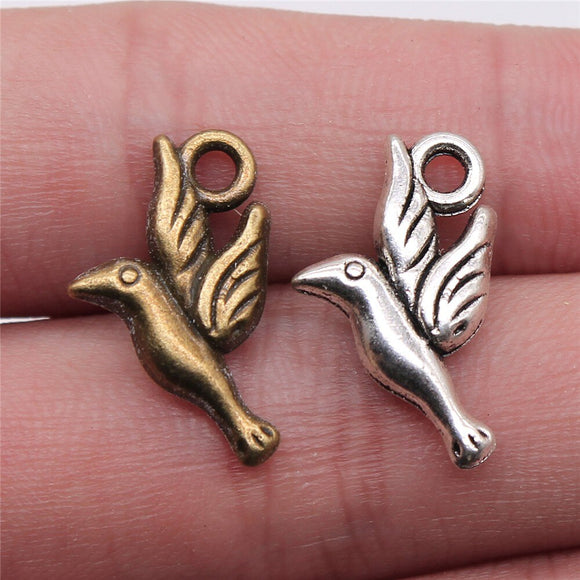 WYSIWYG 10pcs 2 Colors Antique Bronze Tone 20x12mm Bird Charms Pendant For Jewelry Making DIY Jewelry Findings