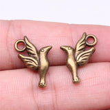 WYSIWYG 10pcs 2 Colors Antique Bronze Tone 20x12mm Bird Charms Pendant For Jewelry Making DIY Jewelry Findings