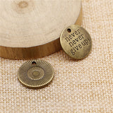 WYSIWYG 10pcs 2 Colors Antique Silver Color Antique Bronze Tone 20mm Never Never Give Up Charms Pendant Jewelry Findings