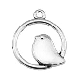 WYSIWYG 10pcs 20mm 2 Colors Antique Silver Color Antique Bronze Plated Pendants Bird Charm Round Bird Pendants