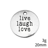 WYSIWYG 10pcs 20mm Antique Silver Color Live Laugh Love Charms For Jewelry Making