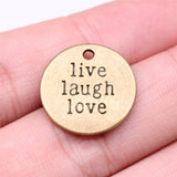 WYSIWYG 10pcs 20mm Antique Silver Color Live Laugh Love Charms For Jewelry Making
