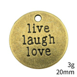 WYSIWYG 10pcs 20mm Antique Silver Color Live Laugh Love Charms For Jewelry Making