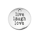 WYSIWYG 10pcs 20mm Antique Silver Color Live Laugh Love Charms For Jewelry Making