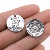 WYSIWYG 10pcs 20mm Smile Is The Same In All Languages Charms For Jewelry Making Antique Silver Plated Antique Bronze Plated