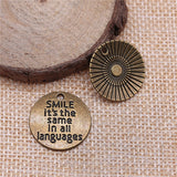WYSIWYG 10pcs 20mm Smile Is The Same In All Languages Charms For Jewelry Making Antique Silver Plated Antique Bronze Plated