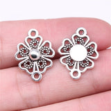 WYSIWYG 10pcs 20x10mm Flower Connector Charms Pendants For Jewelry Making 2 Colors Antique Silver Plated Antique Bronze Plated