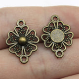 WYSIWYG 10pcs 20x10mm Flower Connector Charms Pendants For Jewelry Making 2 Colors Antique Silver Plated Antique Bronze Plated
