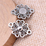 WYSIWYG 10pcs 20x10mm Flower Connector Charms Pendants For Jewelry Making 2 Colors Antique Silver Plated Antique Bronze Plated
