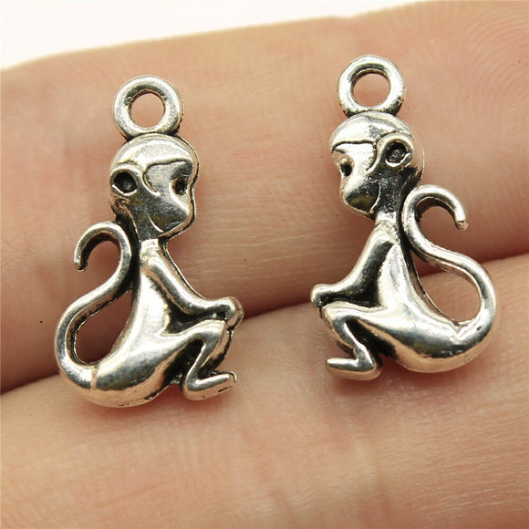 WYSIWYG 10pcs 20x10mm Monkey Charms DIY Jewelry Findings Antique Silver Color Antique Bronze Color For Jewelry Making