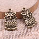 WYSIWYG 10pcs 20x11mm Double Sided Owl Pendants Owl Charm Tibetan Silver Color Antique Bronze Color Owl Charms