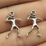 WYSIWYG 10pcs 20x12mm Antique Silver Color American Football Player Charms Pendant For DIY Jewelry Making