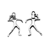 WYSIWYG 10pcs 20x12mm Antique Silver Color American Football Player Charms Pendant For DIY Jewelry Making