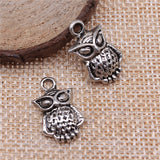 WYSIWYG 10pcs 20x12mm Owl Charms Antique Silver Color Pendant Charms For Jewelry Making Jewelry Accessories