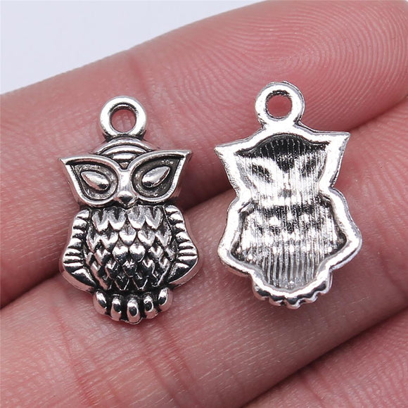 WYSIWYG 10pcs 20x12mm Owl Charms Antique Silver Color Pendant Charms For Jewelry Making Jewelry Accessories