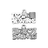 WYSIWYG 10pcs 20x12mm Sewing Charms I Love Sewing Charm I Heart Sewing Charm Vintage DIY Accessories For Jewelry Making