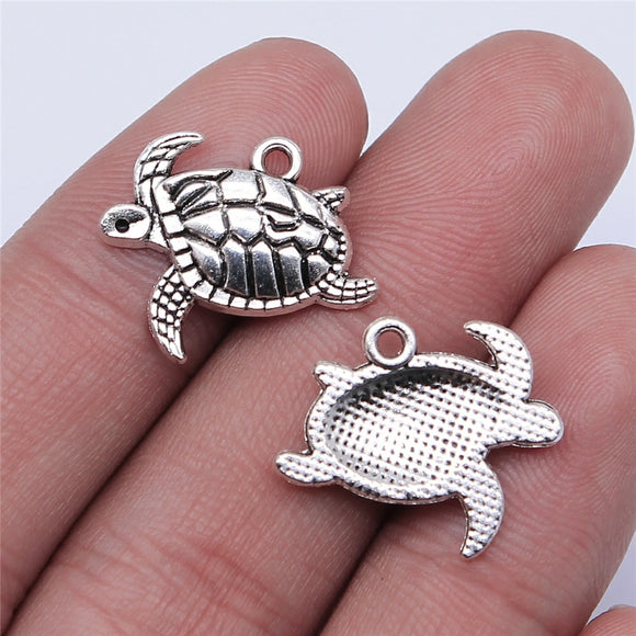10pcs 20x13mm Antique Silver Color Sea Turtle Charms Pendant For Jewelry Making DIY Jewelry Findings h0466