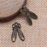 WYSIWYG 10pcs 20x13mm Embroidered Shoes Charms Pendants For Jewelry Making Antique Silver Plated Antique Bronze Color