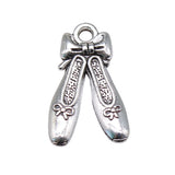 WYSIWYG 10pcs 20x13mm Embroidered Shoes Charms Pendants For Jewelry Making Antique Silver Plated Antique Bronze Color