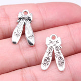 WYSIWYG 10pcs 20x13mm Embroidered Shoes Charms Pendants For Jewelry Making Antique Silver Plated Antique Bronze Color