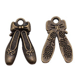 WYSIWYG 10pcs 20x13mm Embroidered Shoes Charms Pendants For Jewelry Making Antique Silver Plated Antique Bronze Color