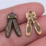 WYSIWYG 10pcs 20x13mm Embroidered Shoes Charms Pendants For Jewelry Making Antique Silver Plated Antique Bronze Color