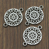 WYSIWYG 10pcs 20x14mm Antique Silver Color Lotus Flower Charm Connector For Jewelry Making Bracelet DIY Accessories