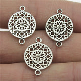 WYSIWYG 10pcs 20x14mm Antique Silver Color Lotus Flower Charm Connector For Jewelry Making Bracelet DIY Accessories