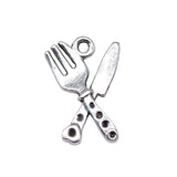 WYSIWYG 10pcs 20x14mm Tableware Knife And Fork Charms Antique Silver Color Pendant Charms Jewelry Findings For Jewelry Making