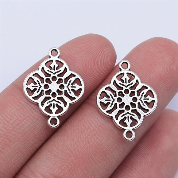 10pcs 20x15mm Antique Silver Color Hollow Flower Connector Charms For Jewelry Making DIY Jewelry Findings ef4768