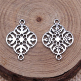 10pcs 20x15mm Antique Silver Color Hollow Flower Connector Charms For Jewelry Making DIY Jewelry Findings ef4768