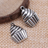 WYSIWYG 10pcs 20x15mm Cupcake Charm Pendants For Jewelry Making Antique Silver Color Cupcake Pendants Charm