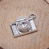 WYSIWYG 10pcs 20x16mm Camera With Crystal Charms For Jewelry Making Antique Silver Color Charm Pendant Jewelry Accessories