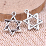 WYSIWYG 10pcs 20x16mm Charms Star Of David Charms For Jewelry Making DIY Jewelry Findings Antique Silver Color Alloy Charms