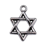 WYSIWYG 10pcs 20x16mm Charms Star Of David Charms For Jewelry Making DIY Jewelry Findings Antique Silver Color Alloy Charms